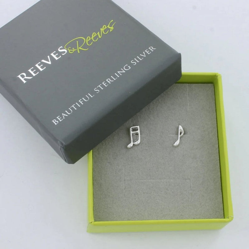 Sterling Silver Music Notes Stud Earrings