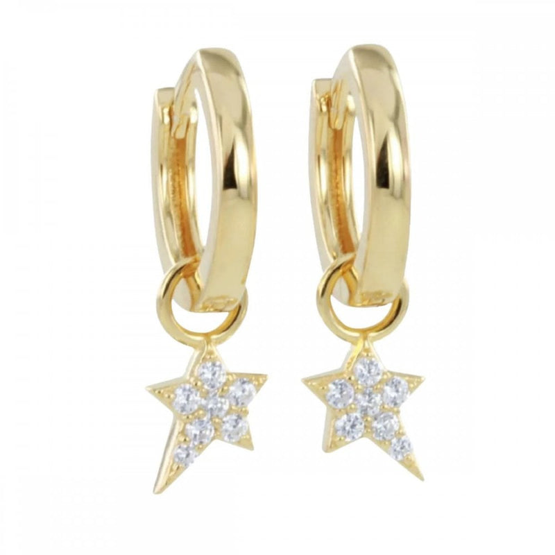 Sterling Silver Gold Plated Cubic Zirconia Starry Night Hoop Earrings