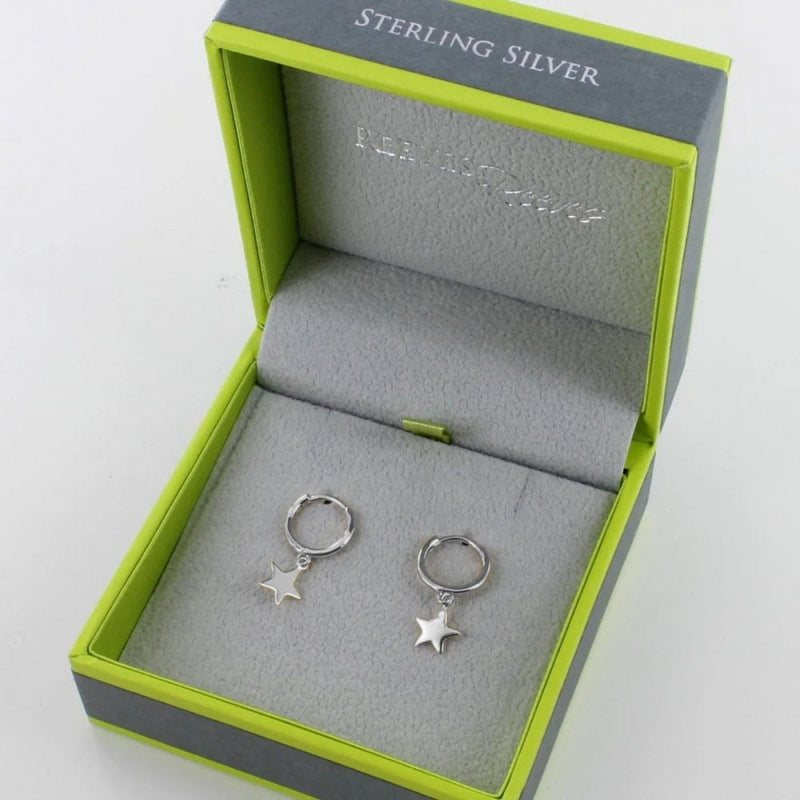 Sterling Silver Sleepy Star Hoop Earrings