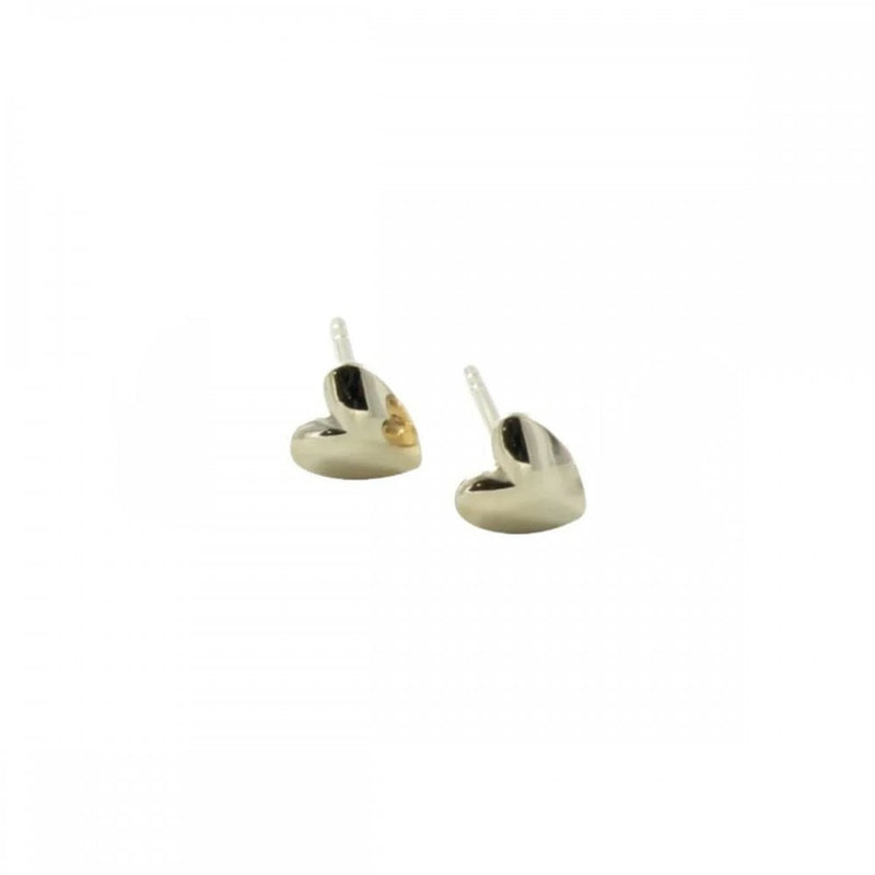 Sterling Silver Gold Plated Devotion Heart Stud Earrings