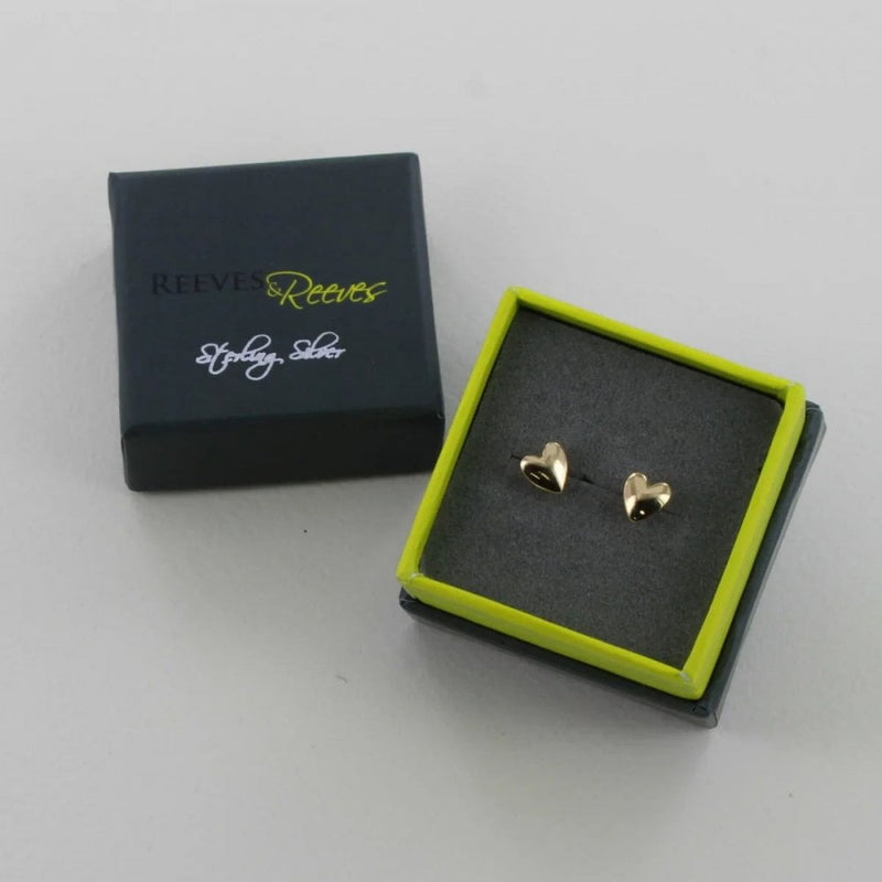 Sterling Silver Gold Plated Devotion Heart Stud Earrings