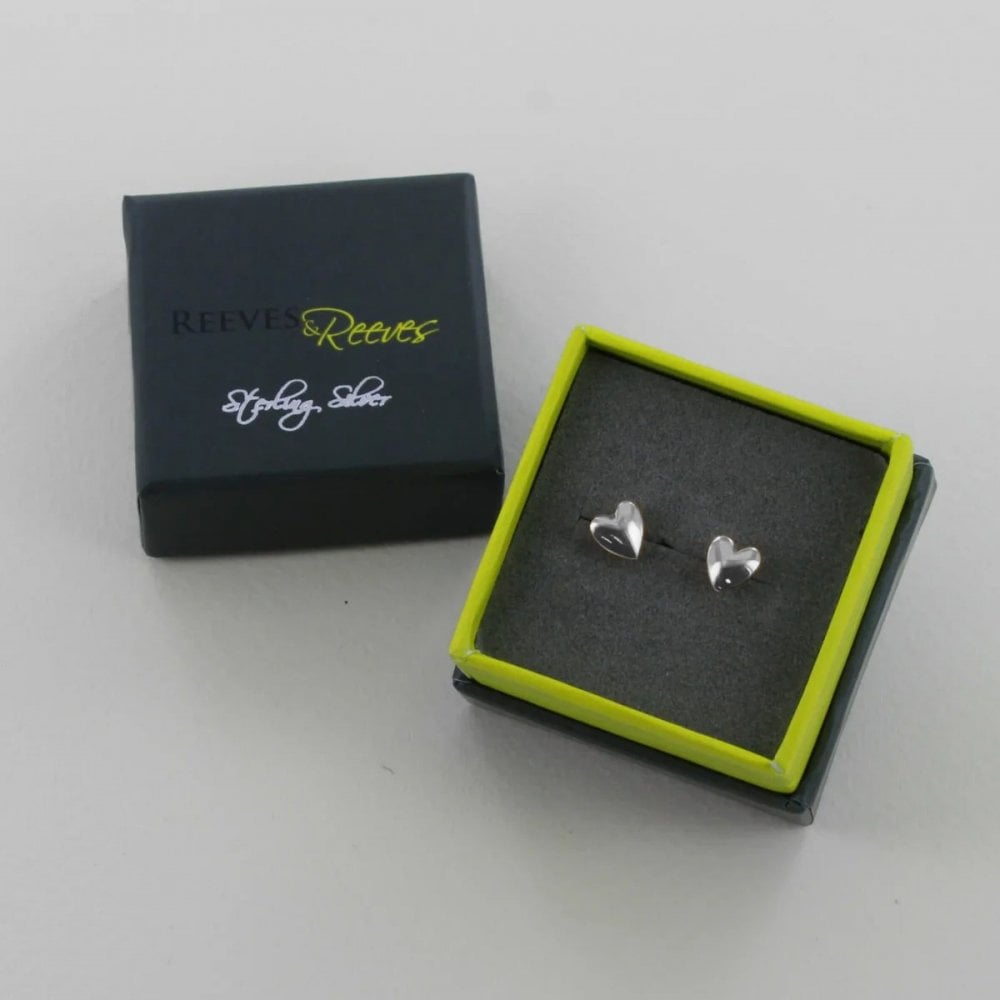 Sterling Silver Devotion Heart Stud Earrings