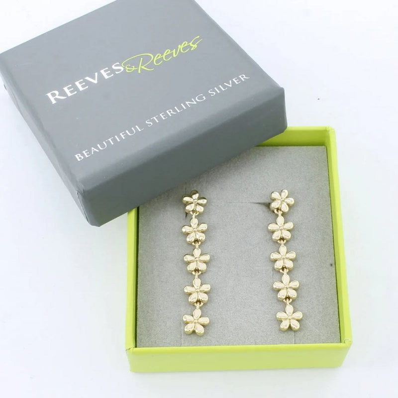 Sterling Silver Gold Plate Daisy Chain Drop Earrings