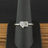 Platinum 1ct Emerald and Pear Cut Lab Diamond Toi et Moi Ring Size Q 4.5g