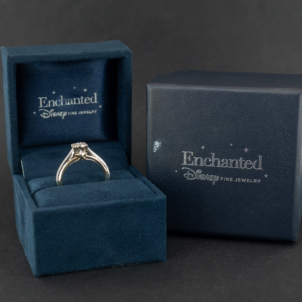 9ct Two Tone Disney Enchanted 0.2ct Diamond Ring 3.2g Size L 1/2
