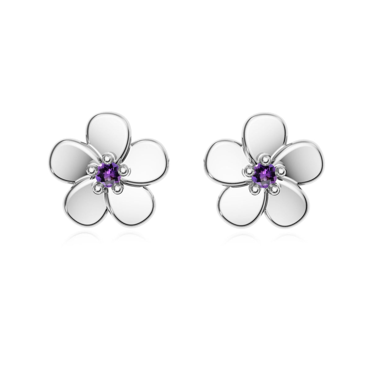 9ct Gold Amethyst Flower Studs