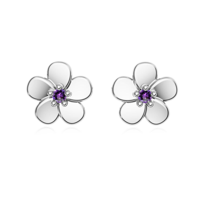 9ct Gold Amethyst Flower Studs