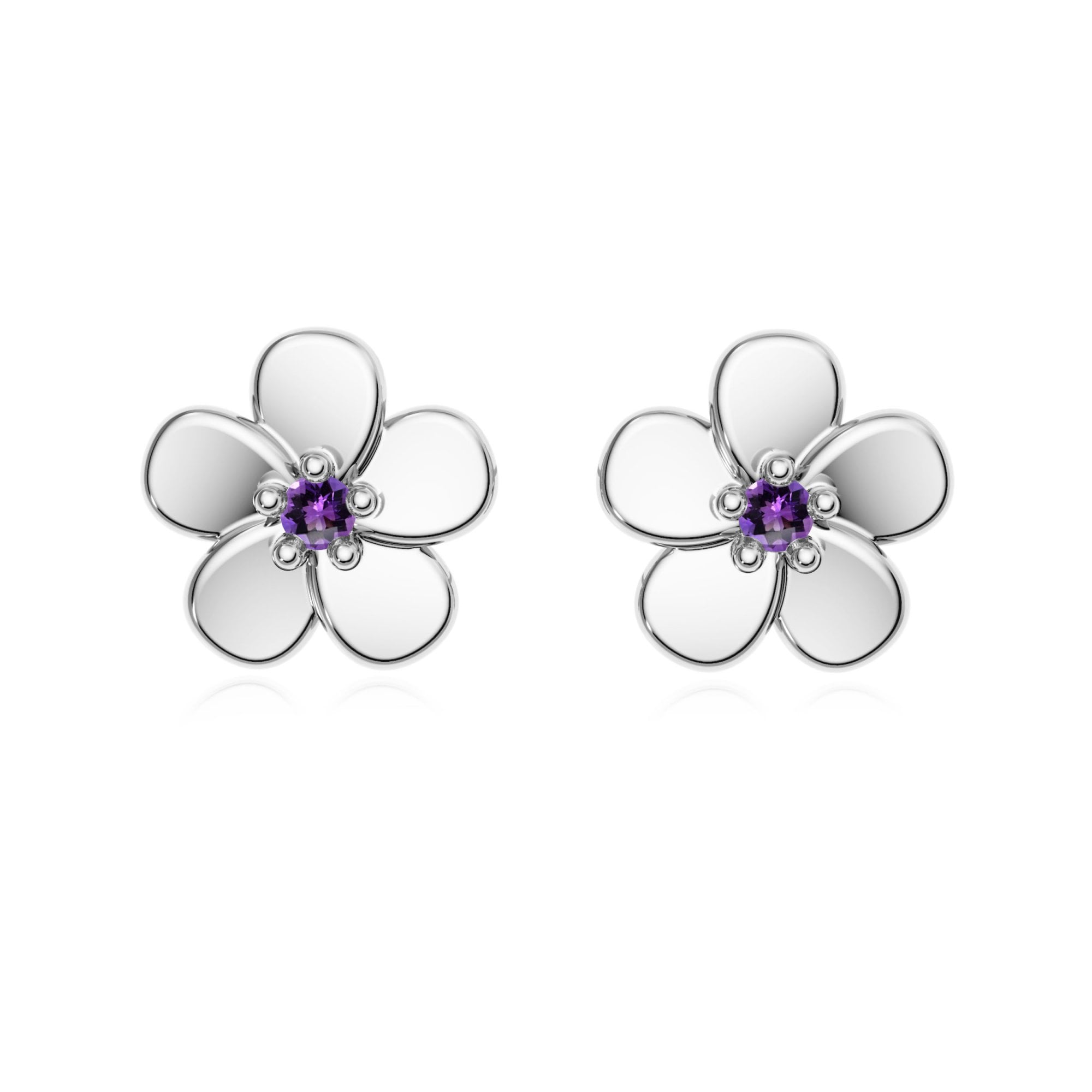 9ct Gold Amethyst Flower Studs