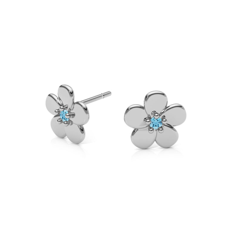 9ct Gold Aquamarine Flower Studs