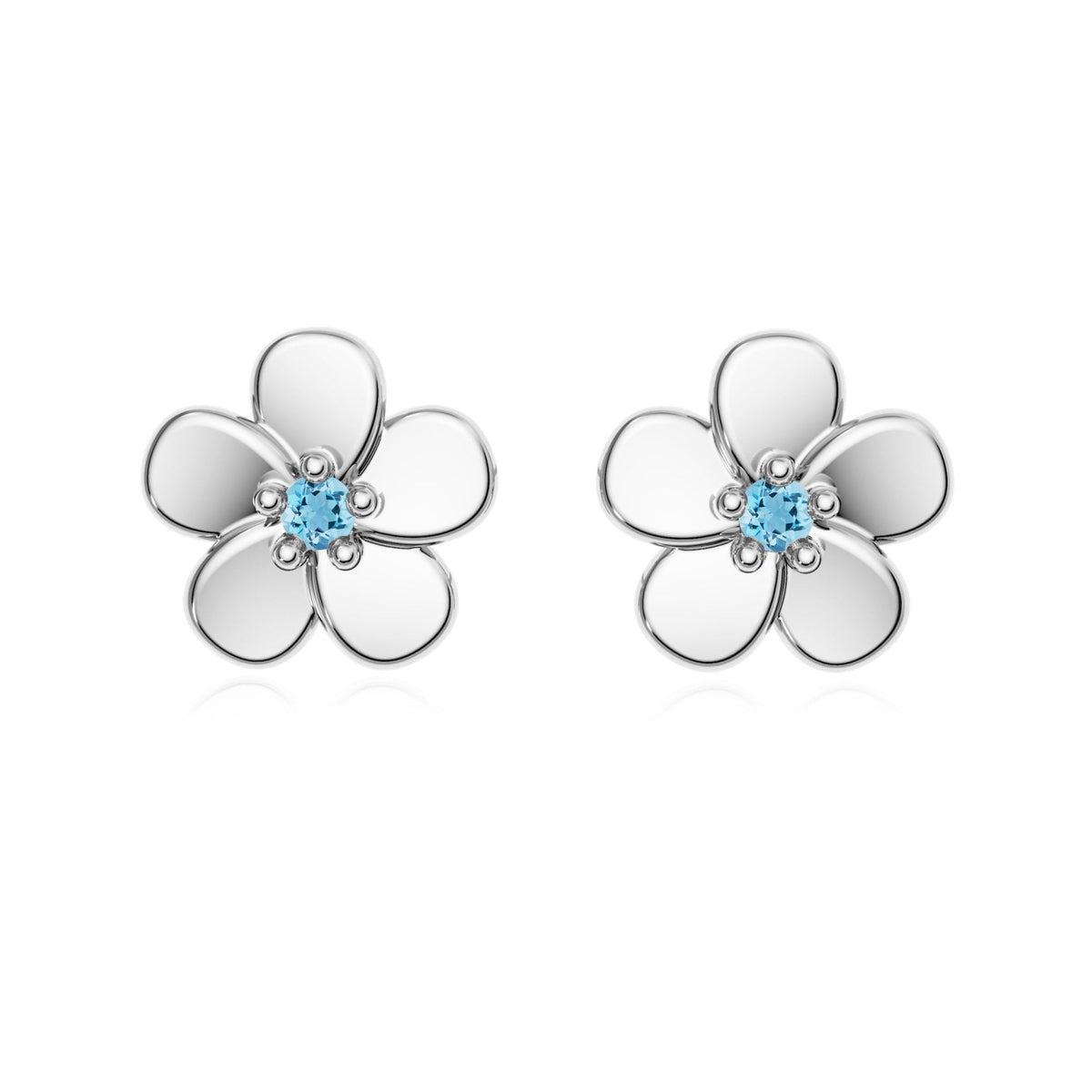 9ct Gold Aquamarine Flower Studs