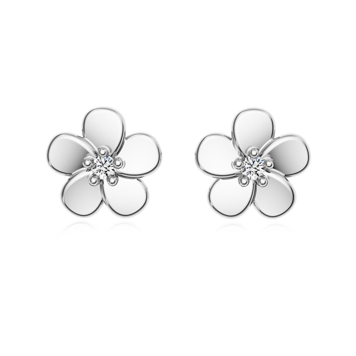 9ct Gold Diamond Flower Studs