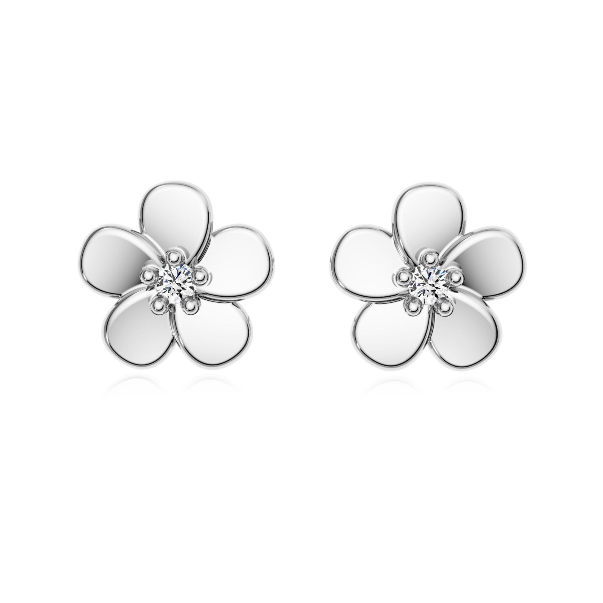 9ct Gold Diamond Flower Studs