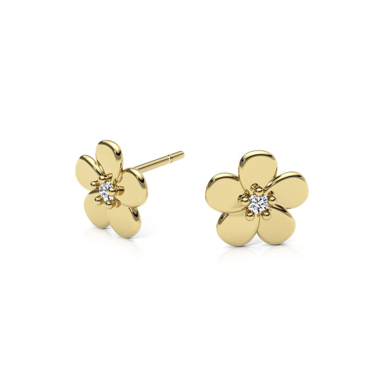 9ct Gold Diamond Flower Studs