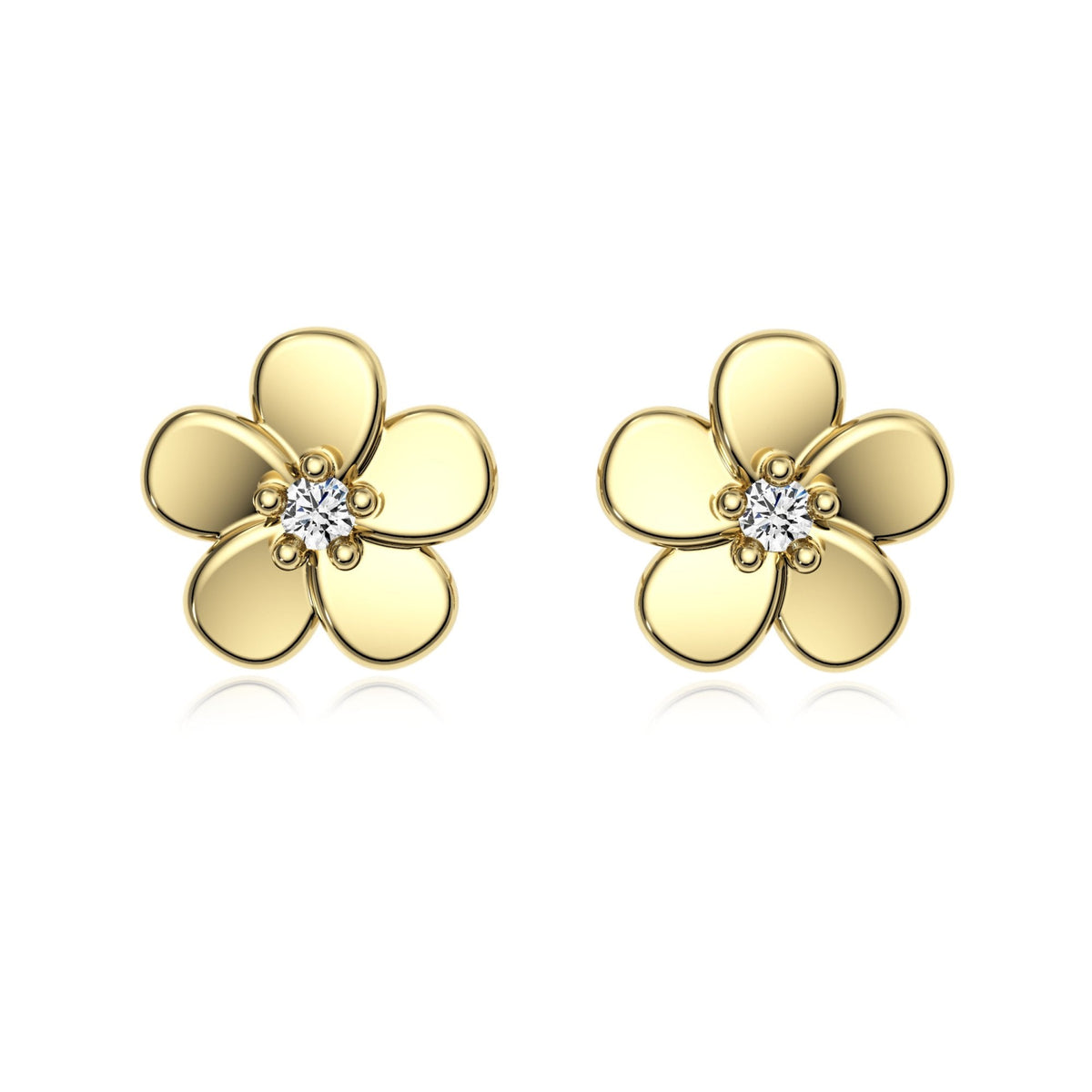 9ct Gold Diamond Flower Studs