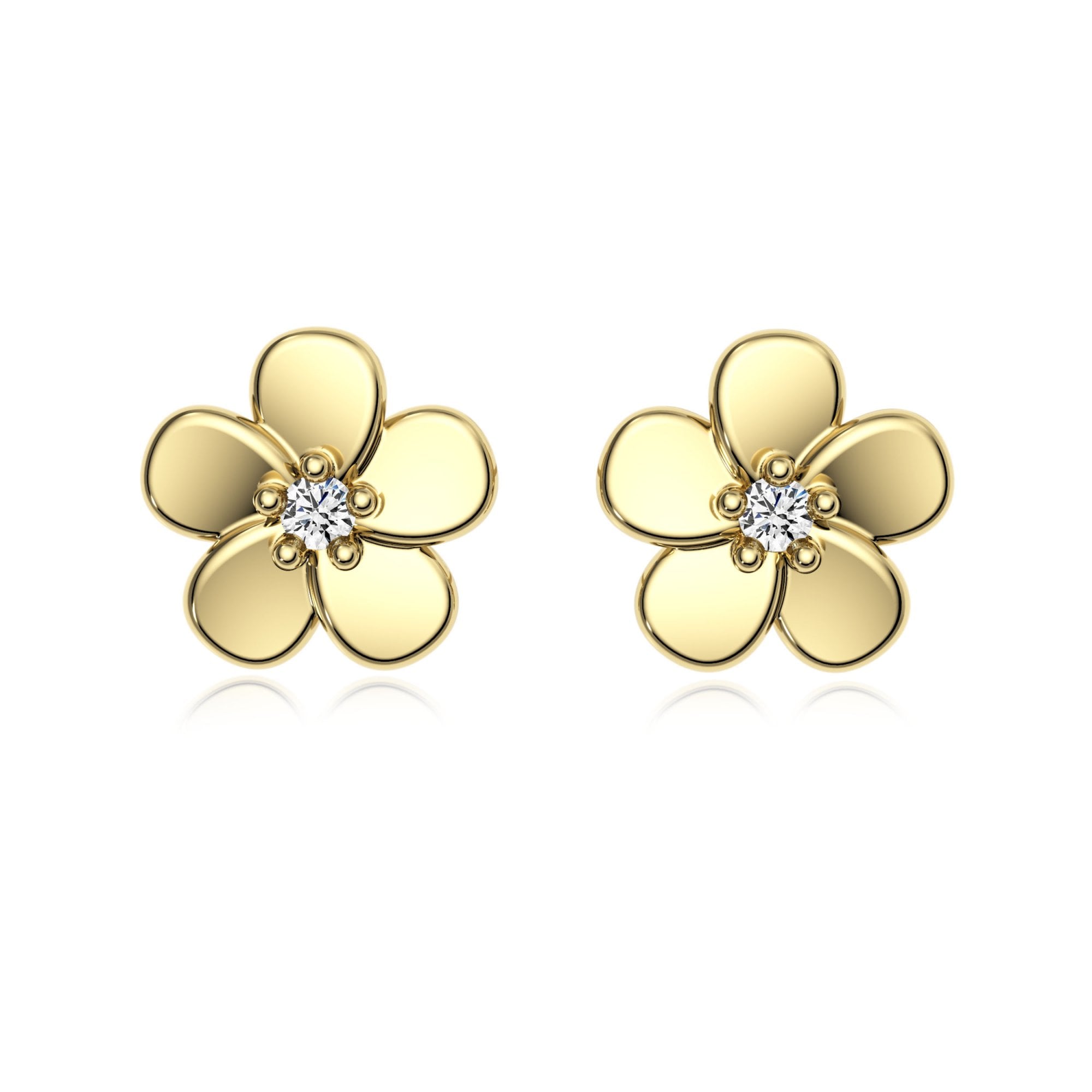 9ct Gold Diamond Flower Studs