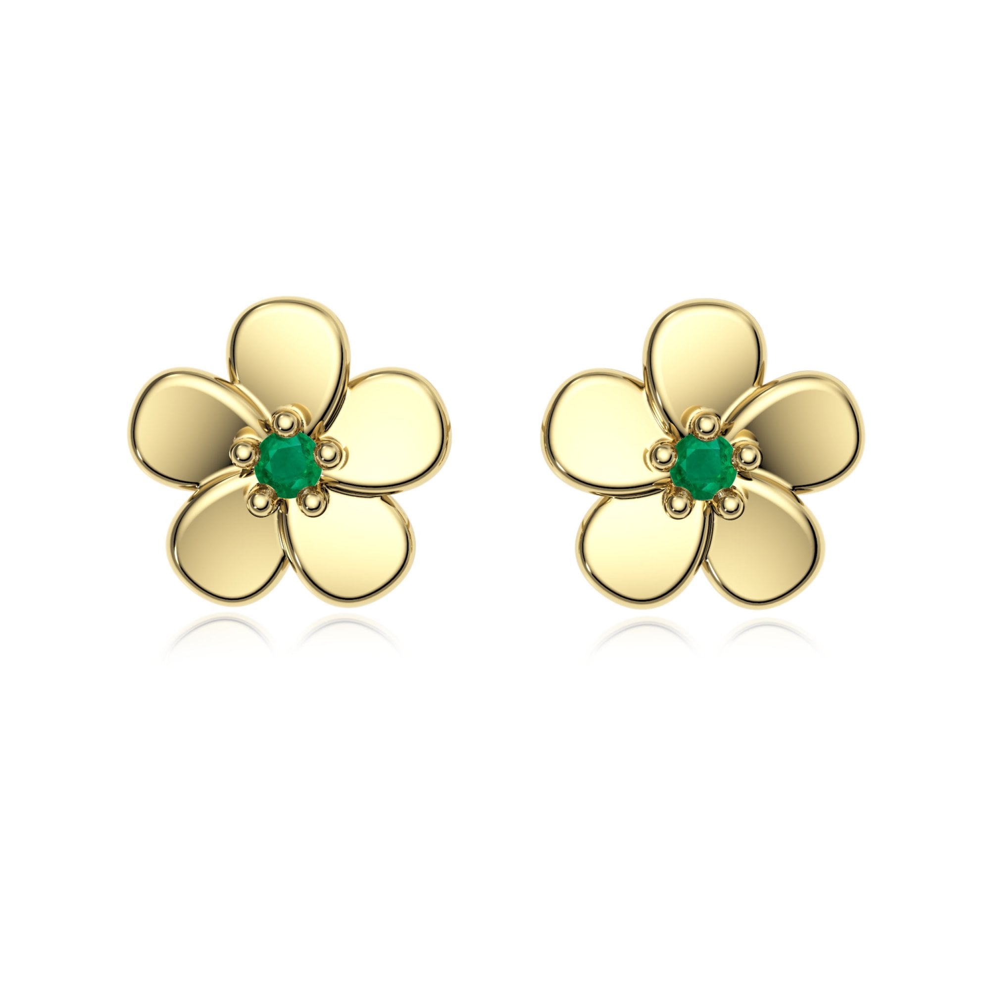 9ct Gold Emerald Flower Studs