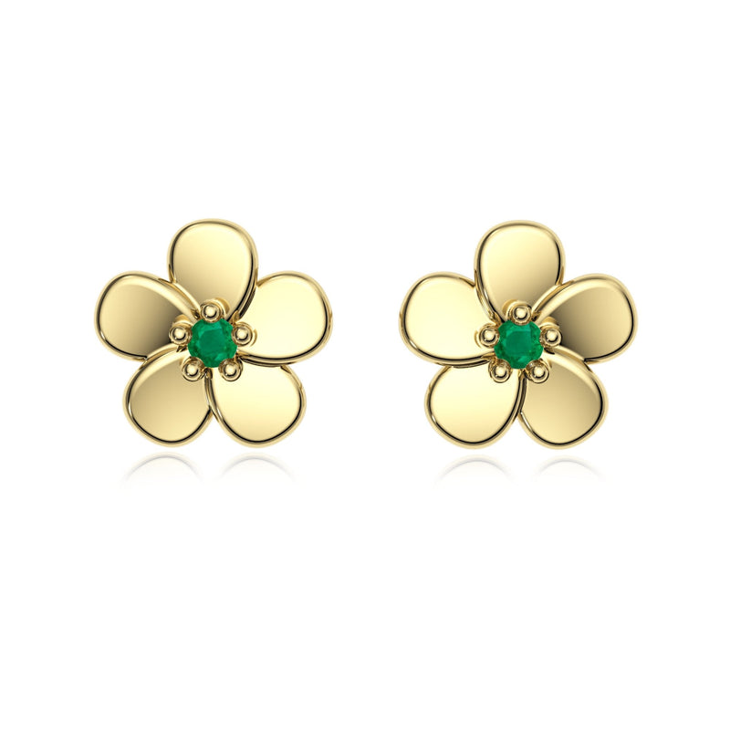 9ct Gold Emerald Flower Studs