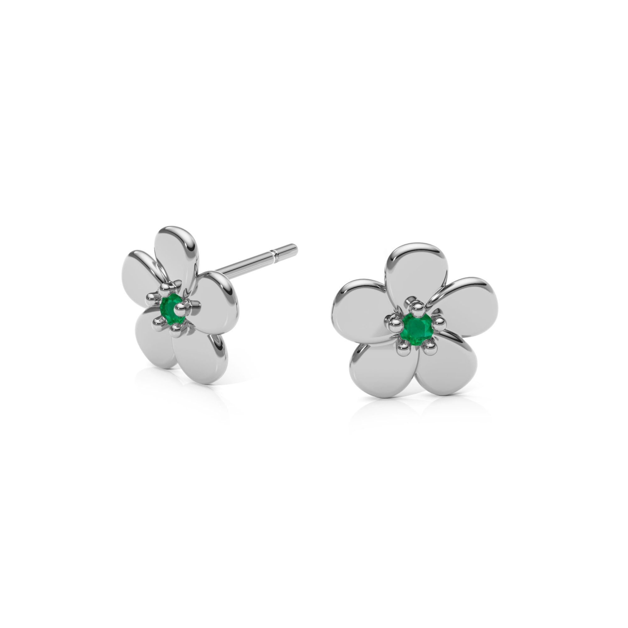 9ct Gold Emerald Flower Studs