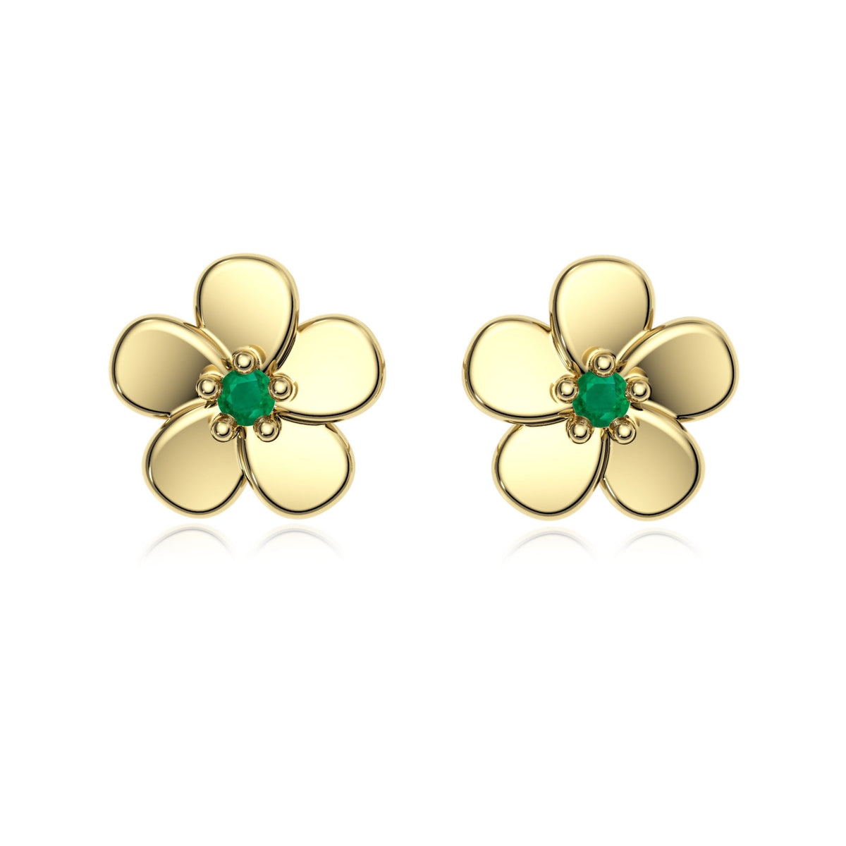 9ct Gold Emerald Flower Studs