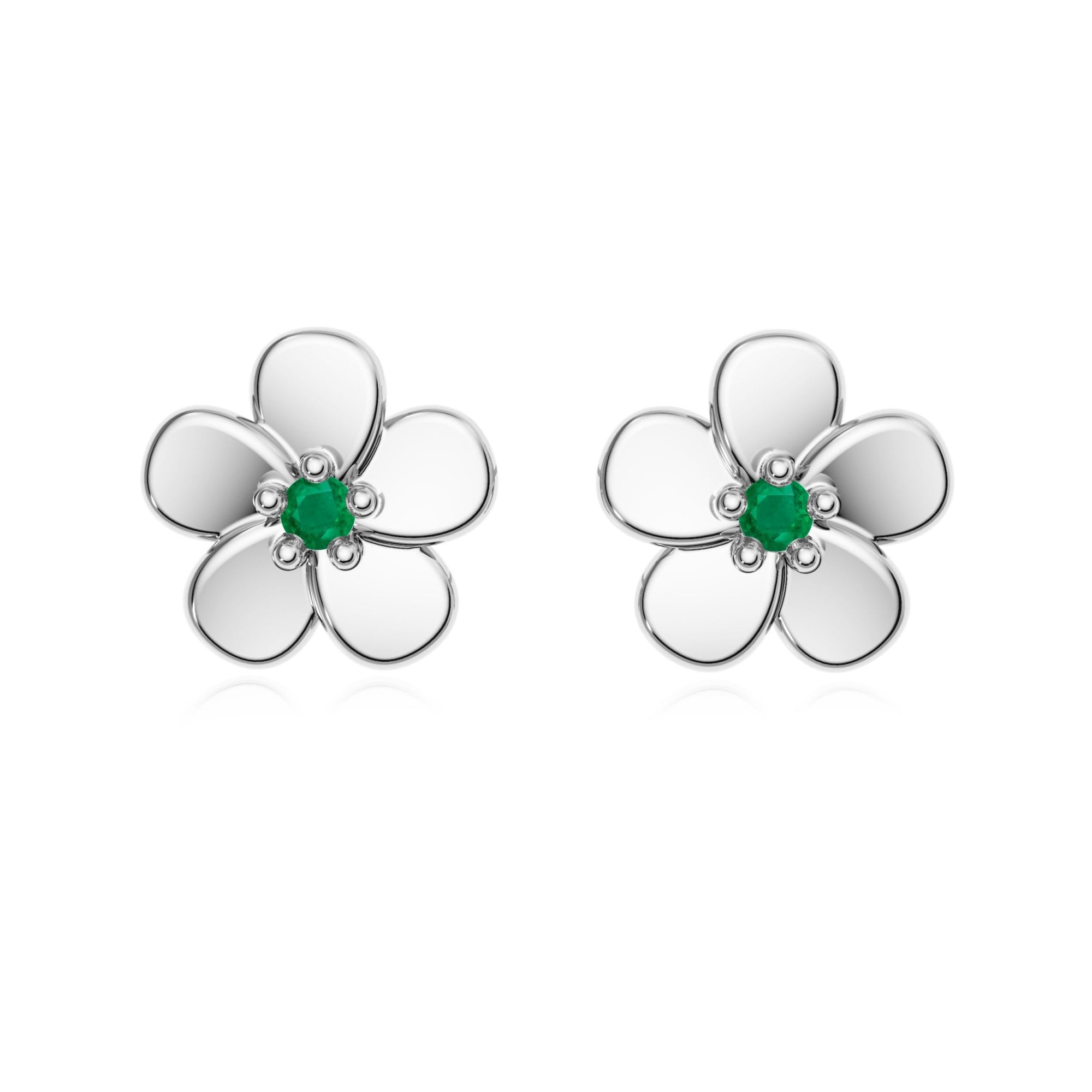 9ct Gold Emerald Flower Studs