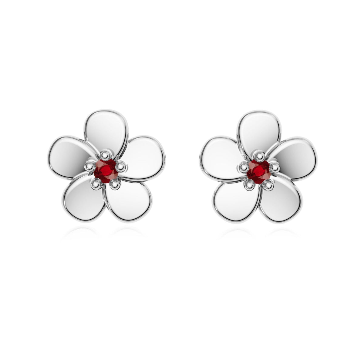9ct Gold Ruby Flower Studs