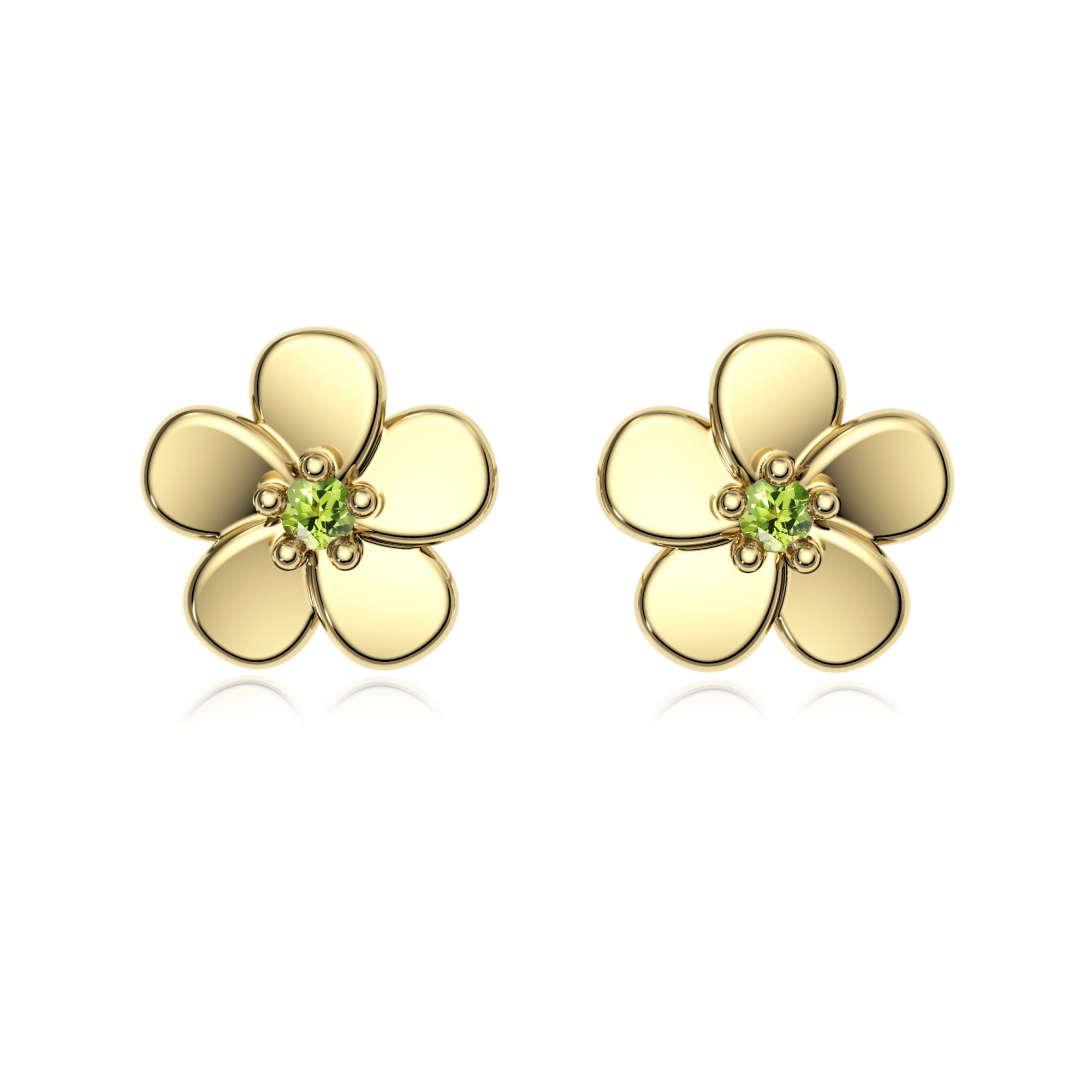 9ct Gold Peridot Flower Studs