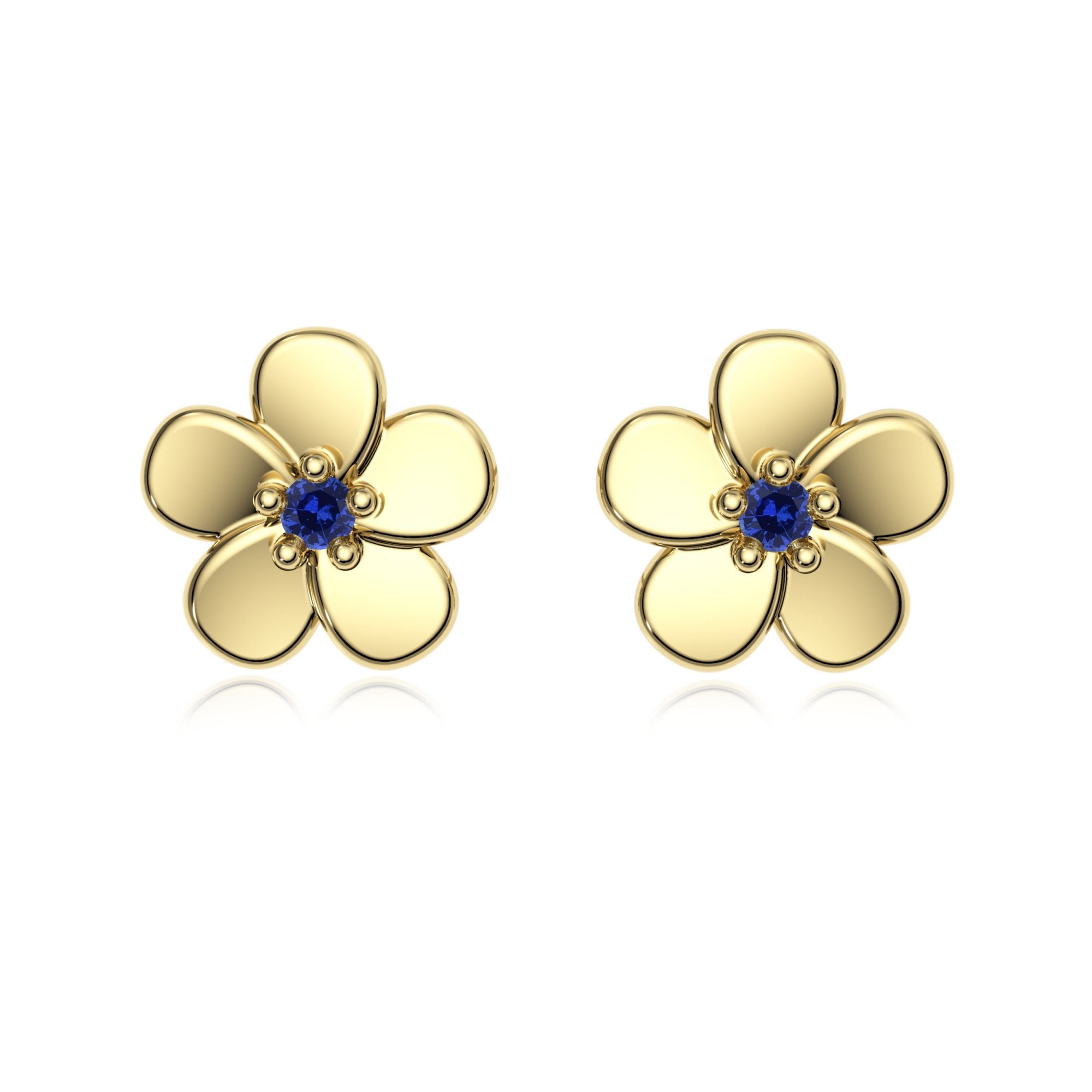 9ct Gold Sapphire Flower Studs