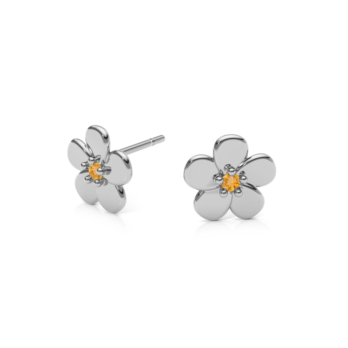 9ct Gold Citrine Flower Studs