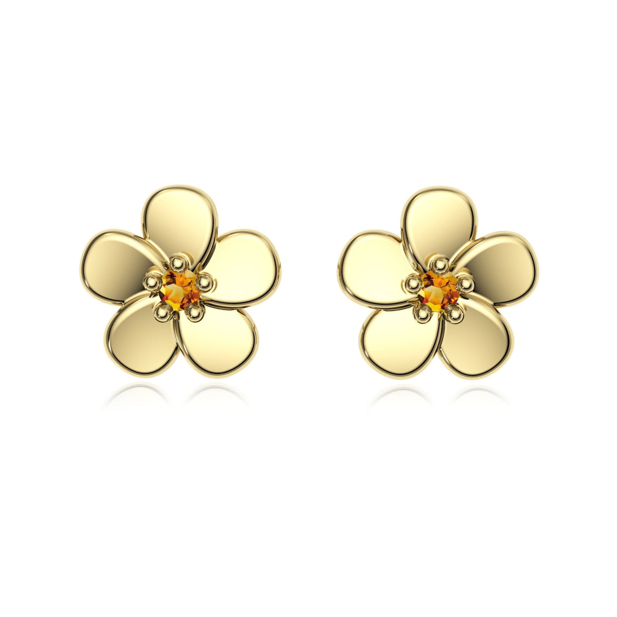9ct Gold Citrine Flower Studs