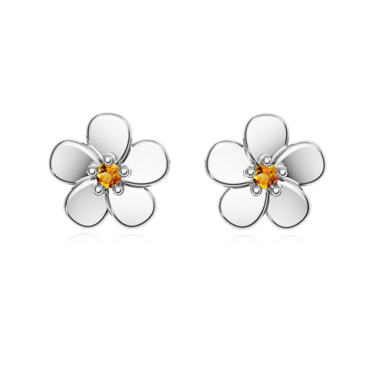9ct Gold Citrine Flower Studs