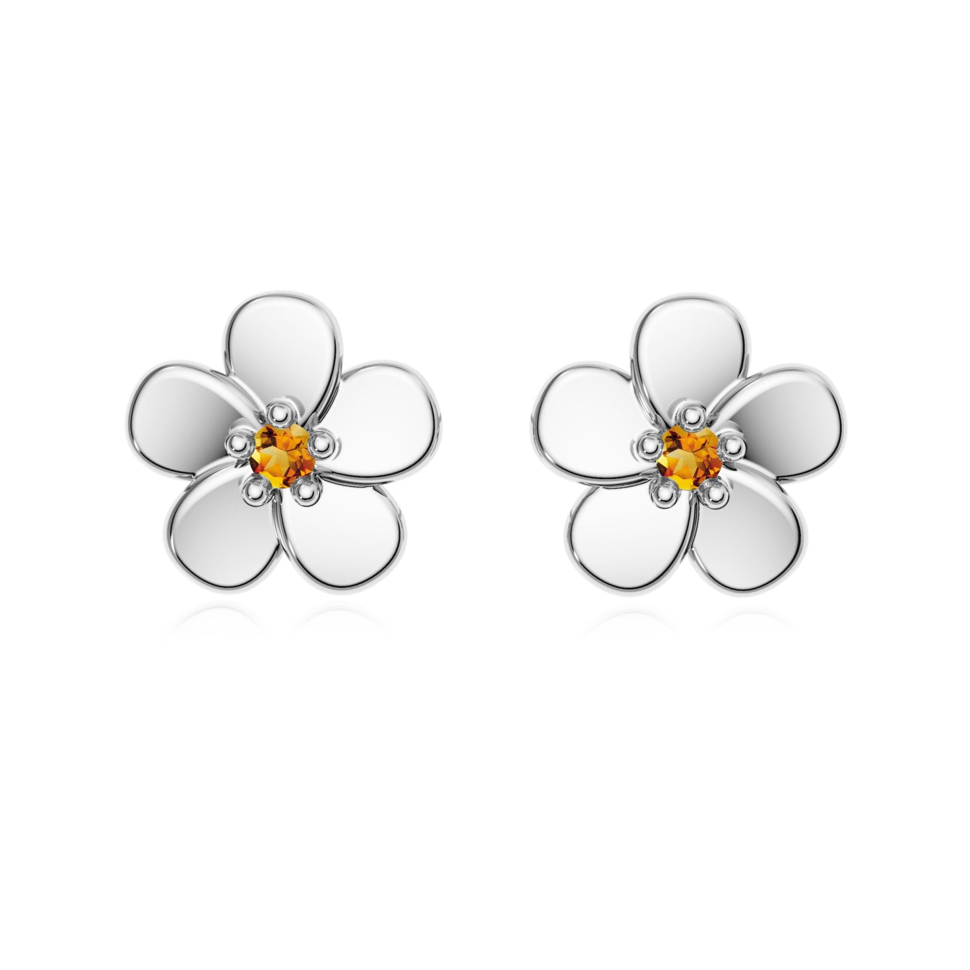 9ct Gold Citrine Flower Studs