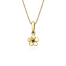9ct Gold Garnet Flower Pendant Necklace