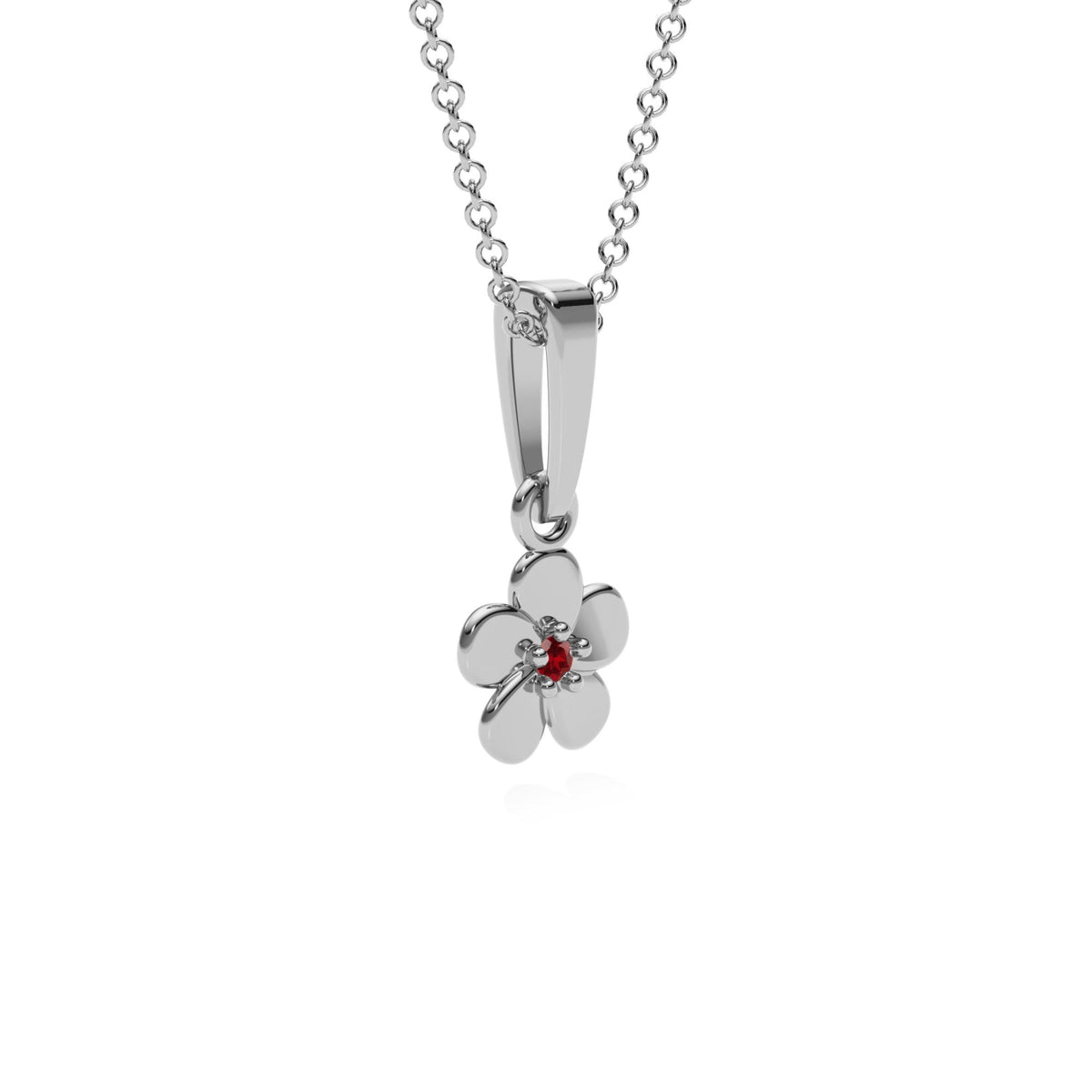 9ct Gold Garnet Flower Pendant Necklace
