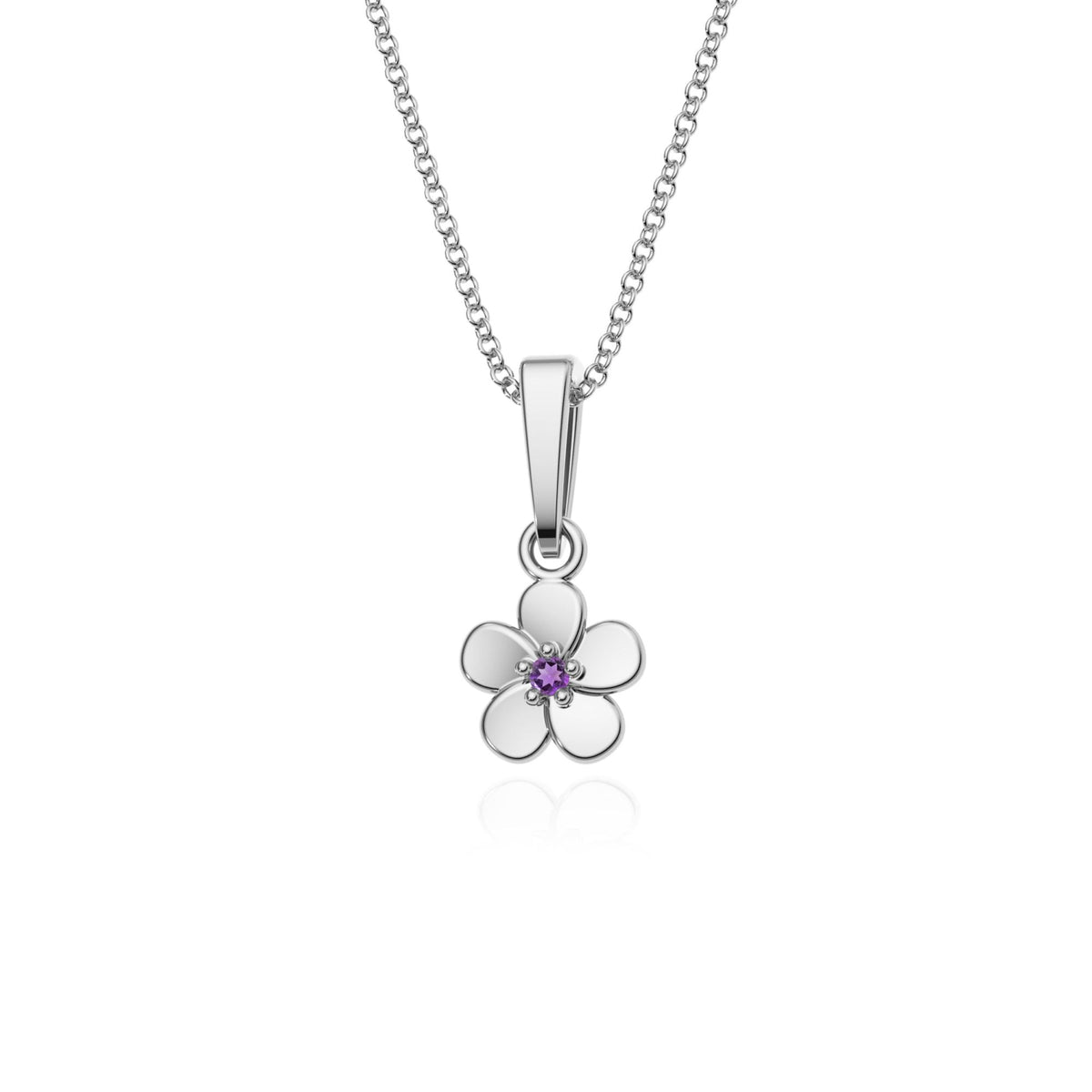 9ct Gold Amethyst Flower Pendant Necklace