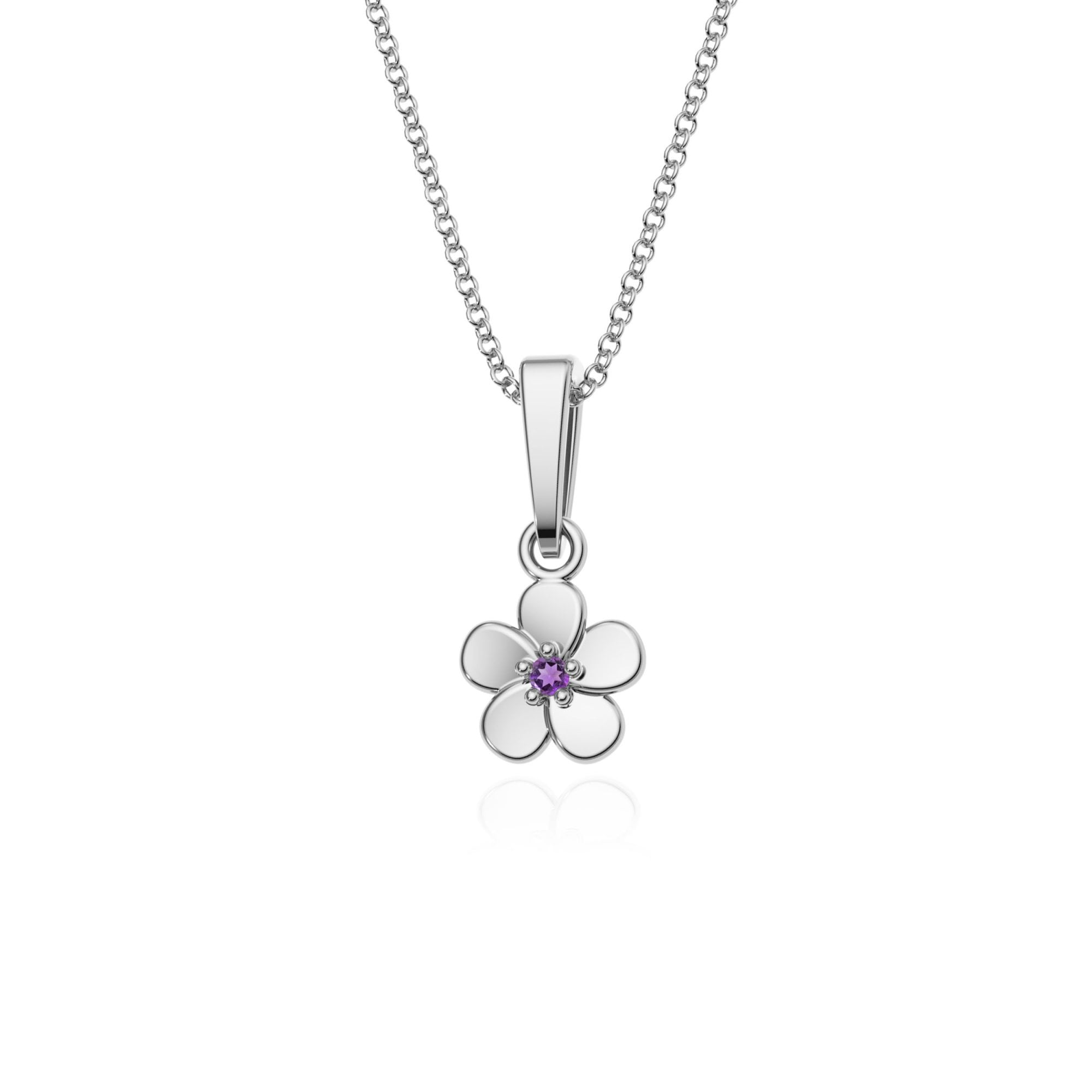 9ct Gold Amethyst Flower Pendant Necklace