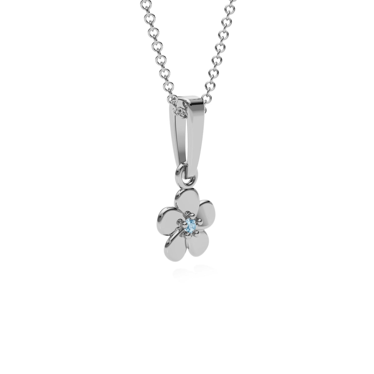 9ct Gold Aquamarine Flower Pendant Necklace