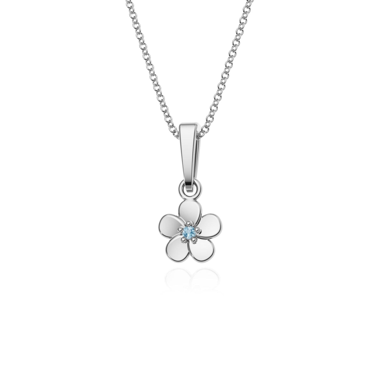 9ct Gold Aquamarine Flower Pendant Necklace