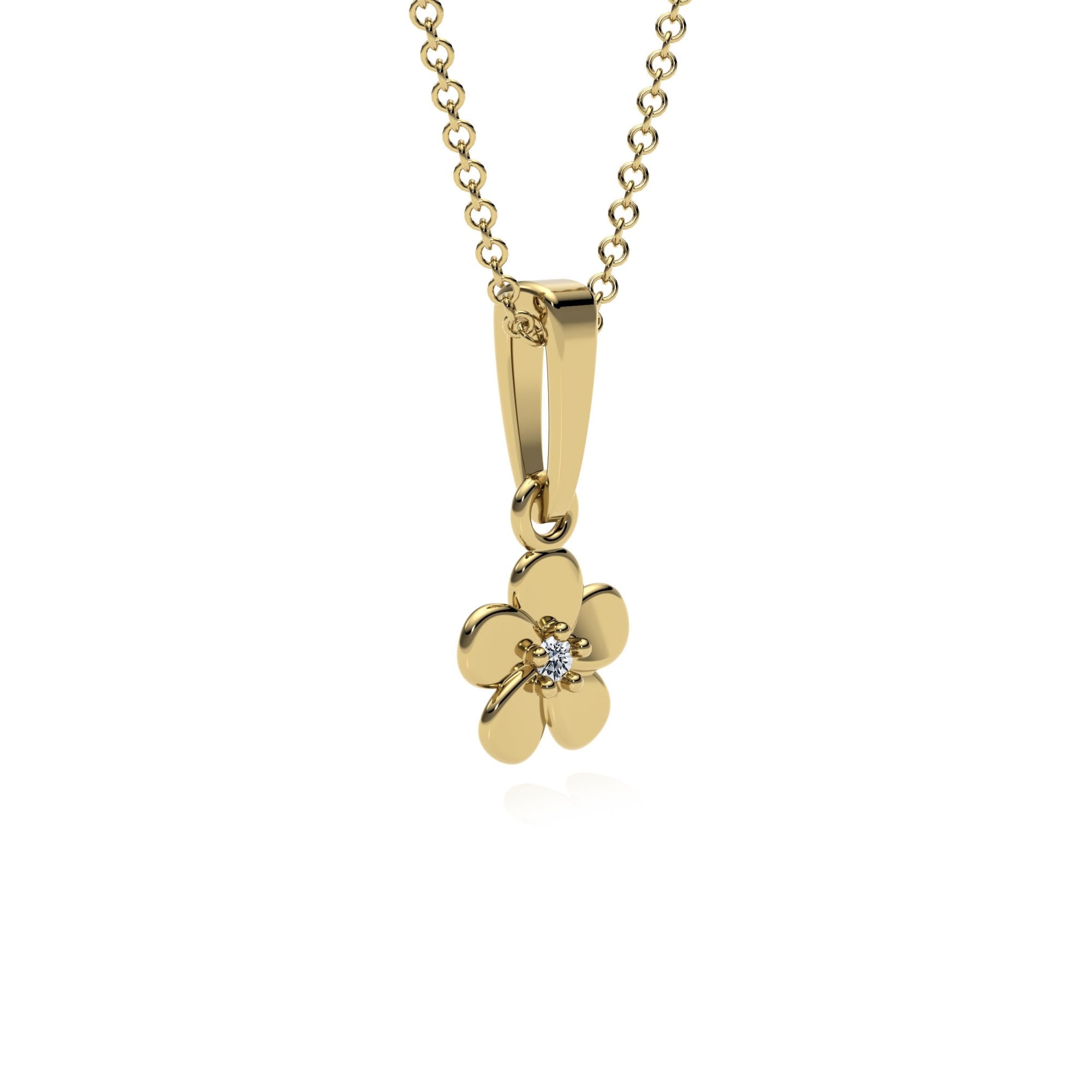 9ct Gold Diamond Flower Pendant Necklace