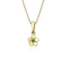 9ct Gold Emerald Flower Pendant Necklace