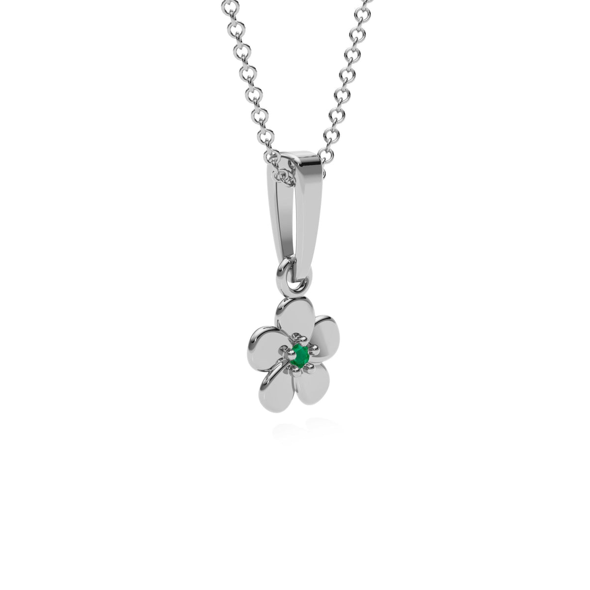 9ct Gold Emerald Flower Pendant Necklace