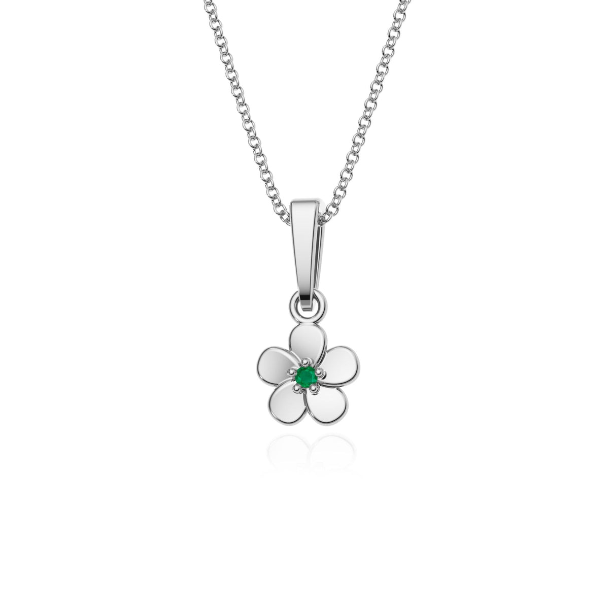 9ct Gold Emerald Flower Pendant Necklace