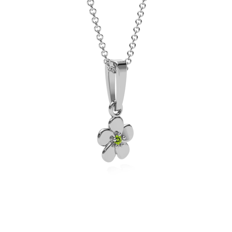 9ct Gold Peridot Flower Pendant Necklace