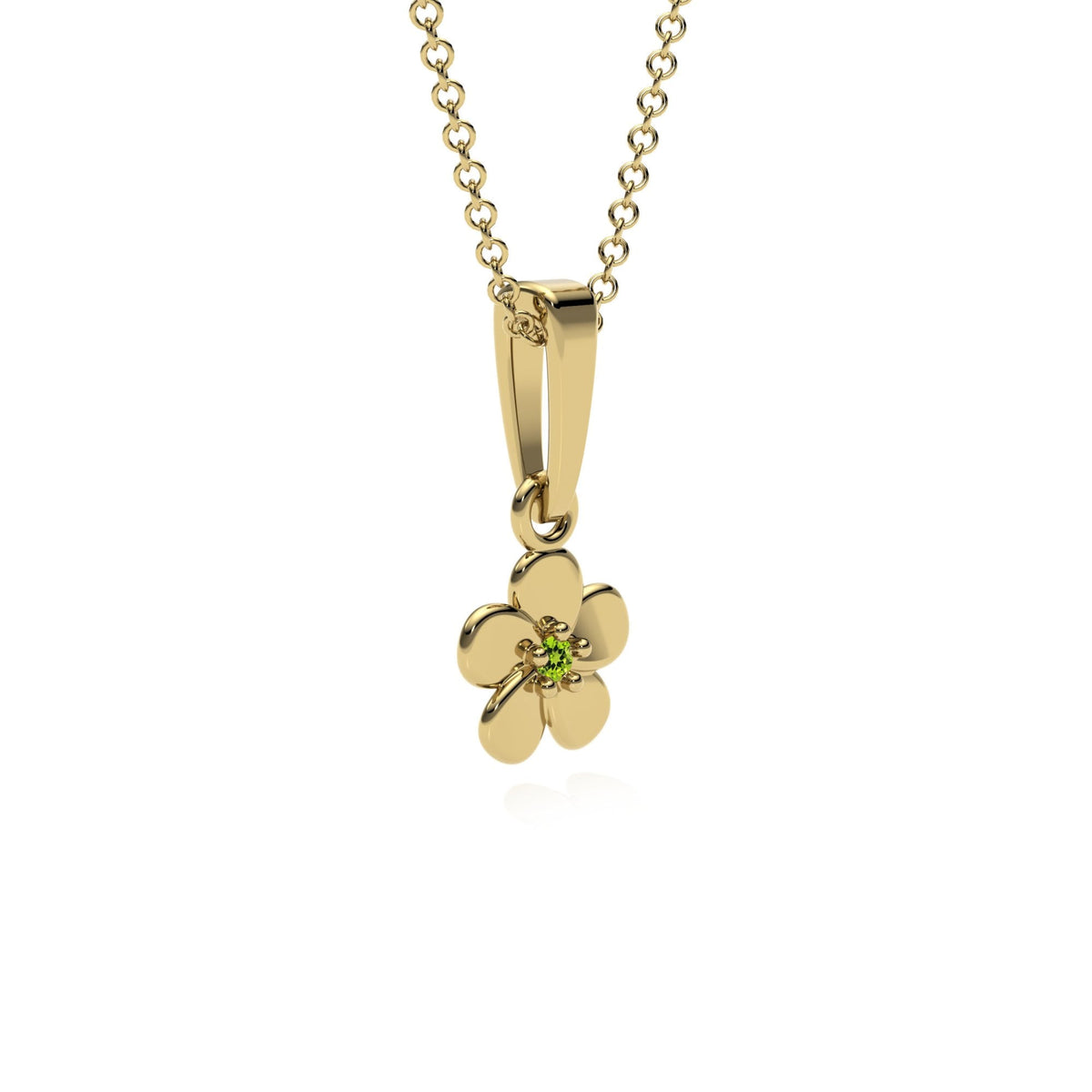 9ct Gold Peridot Flower Pendant Necklace
