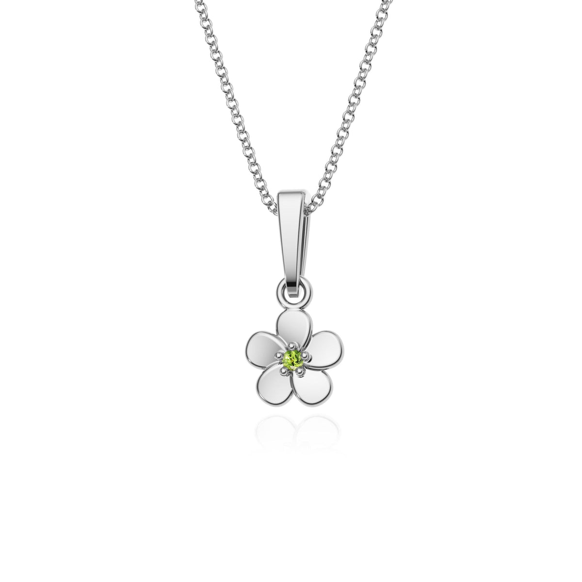 9ct Gold Peridot Flower Pendant Necklace