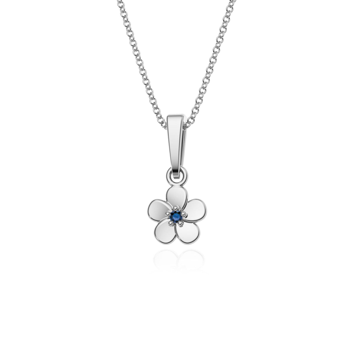 9ct Gold Sapphire Flower Pendant Necklace