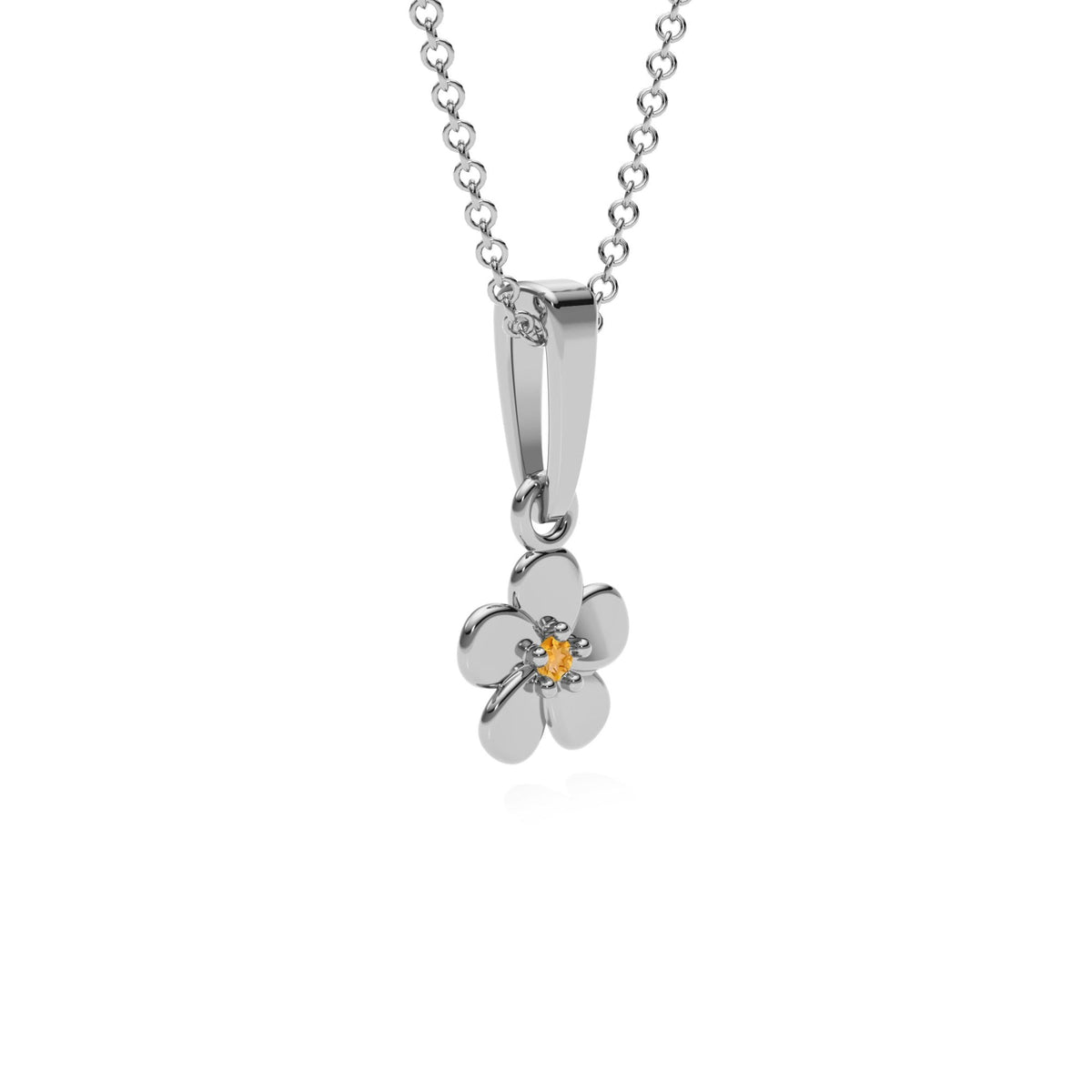 9ct Gold Citrine Flower Pendant Necklace