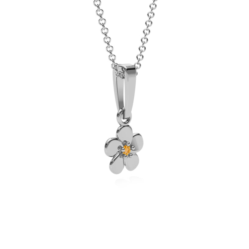 9ct Gold Citrine Flower Pendant Necklace