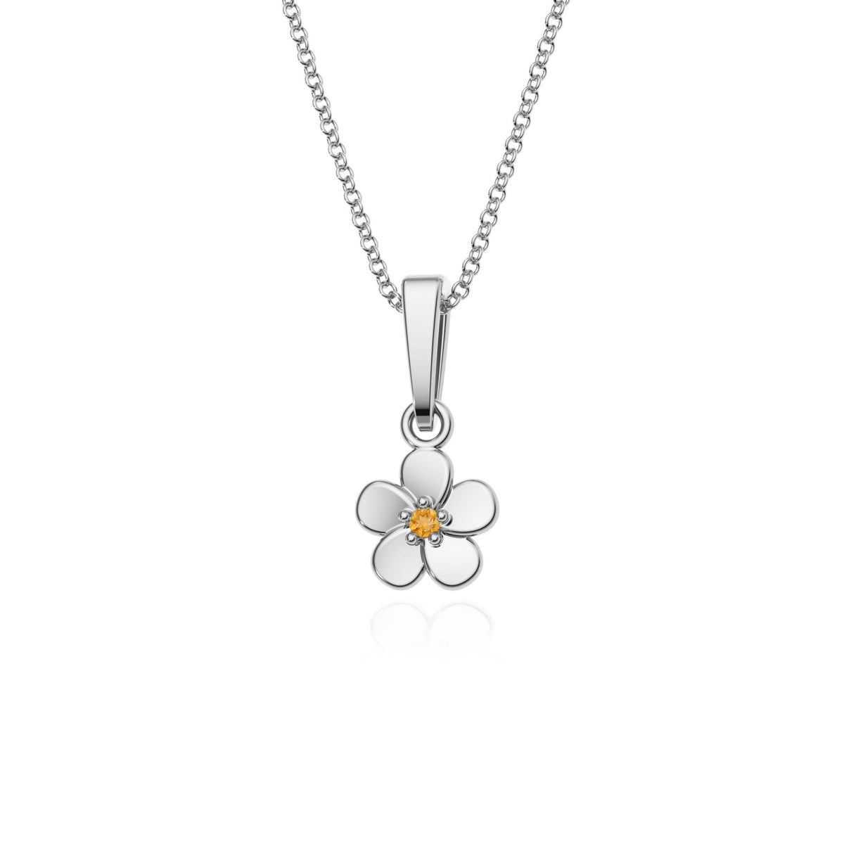 9ct Gold Citrine Flower Pendant Necklace
