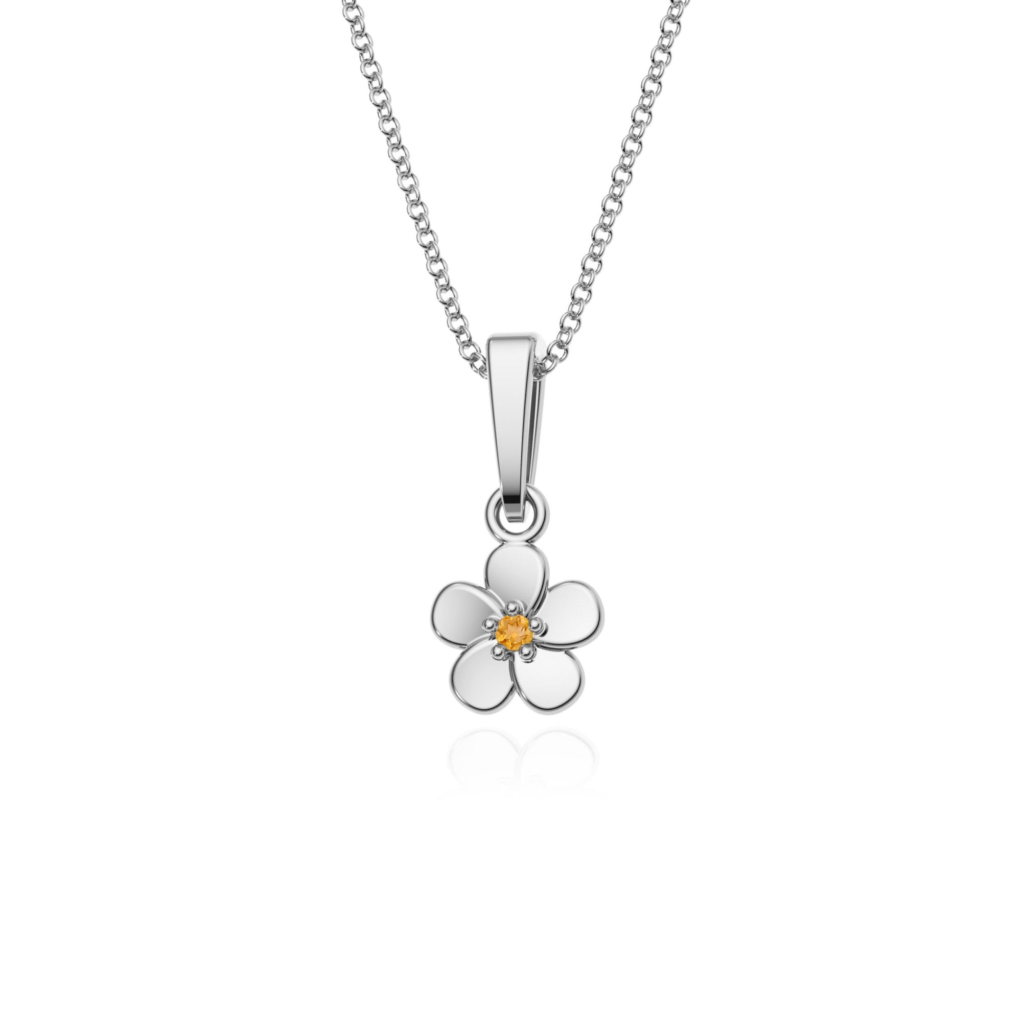 9ct Gold Citrine Flower Pendant Necklace