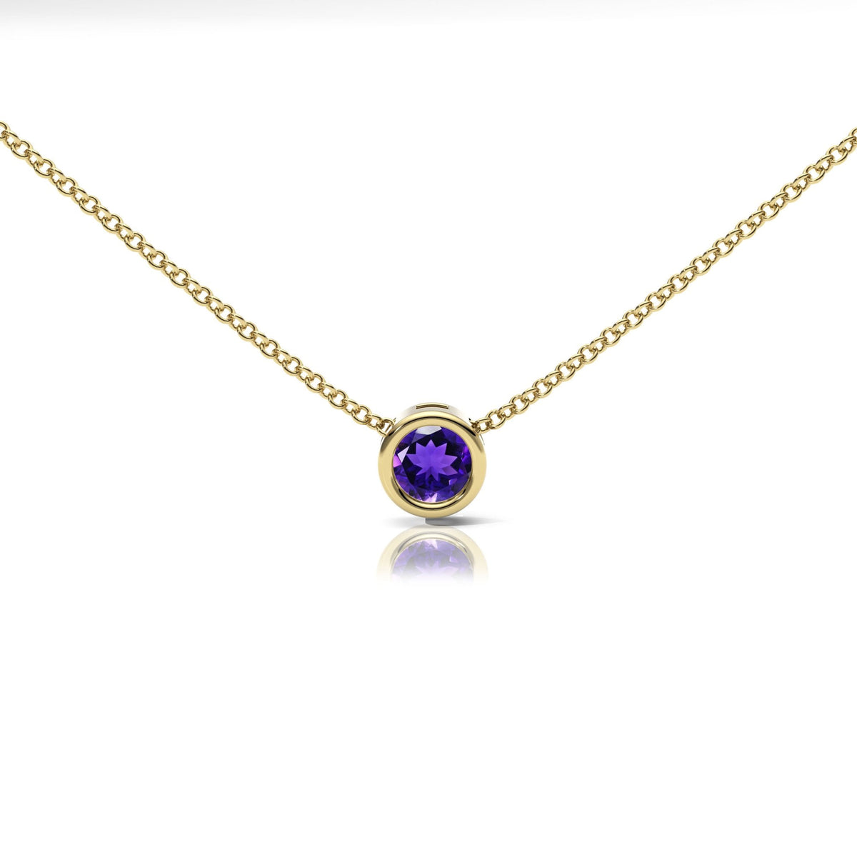 Amethyst Rubover Set Necklace